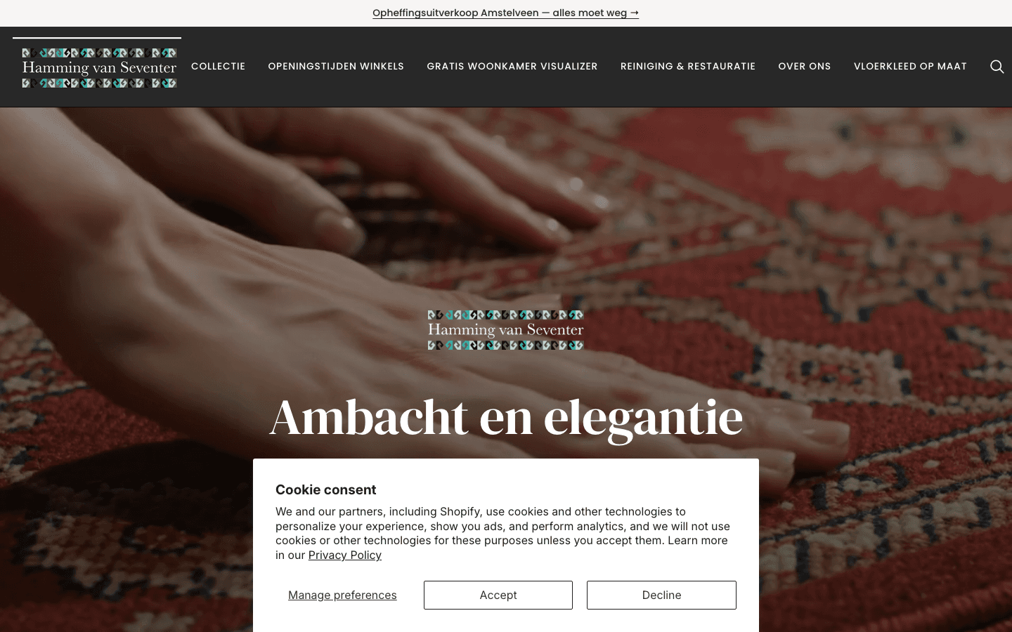Kelim nieuwe Shopify store